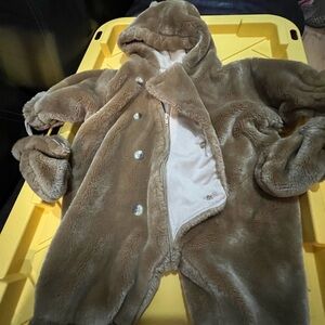 Baby 3-6 months Brown Winter Snowsuit Warm Bundling Cold Weather Footed Pj’s
